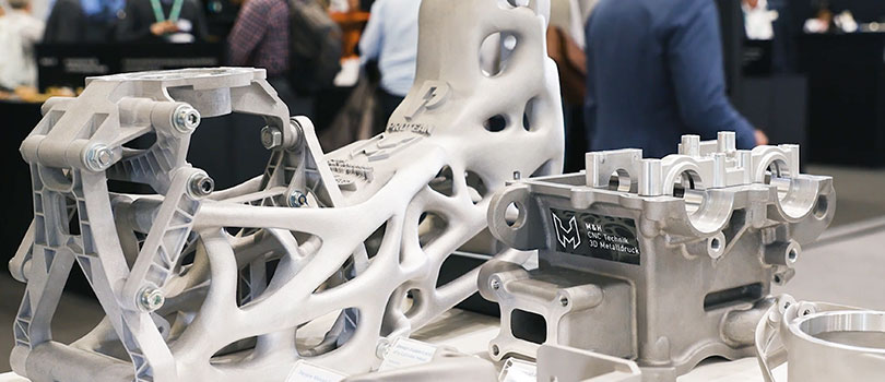 Produktionsbauteile, die mit Topologieoptimierung entworfen und additiv mit metallischer Fertigung hergestellt werden