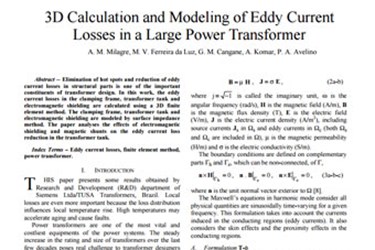 3D Calculation and Modeling of Eddy Current Losses in a Large Power Transformer