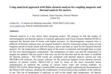 Using Analytical Approach with Finite Element Analysis for Coupling Magnetic and Thermal Analysis for Motors