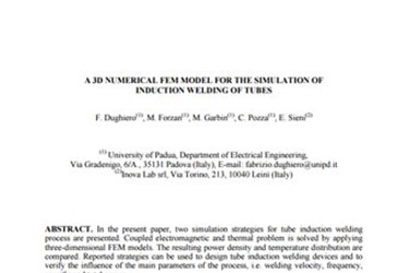 A 3D Numerical Fem Model For The Simulation Of Induction Welding Of Tubes