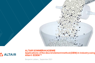 Applications of the discret element method (DEM) in industry using Altair® EDEM™